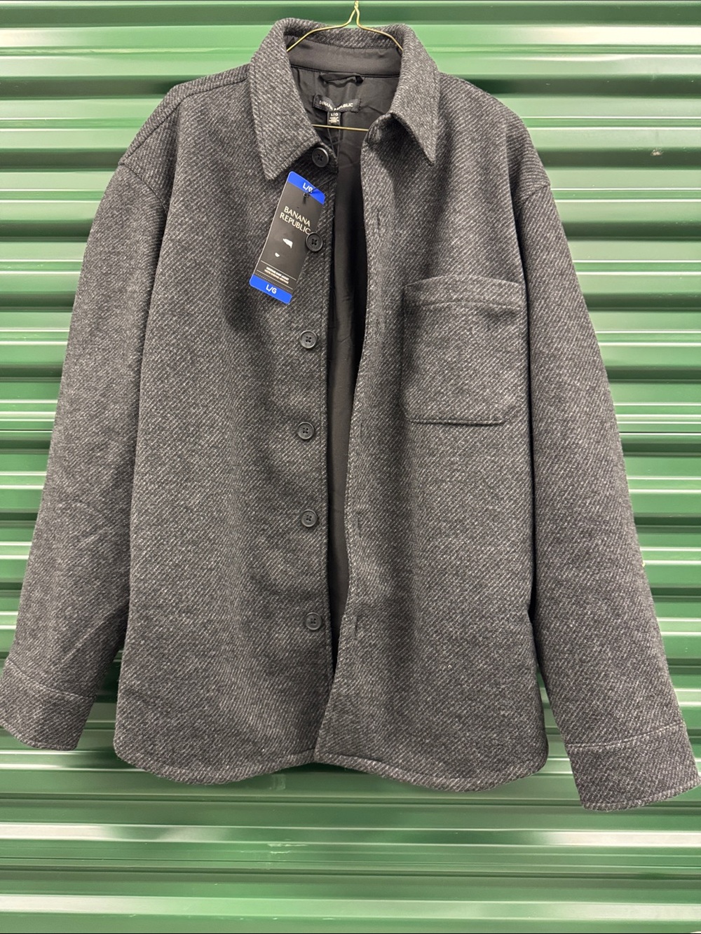 Banana Republic Charcoal Gray Button-Front Shirt Jacket